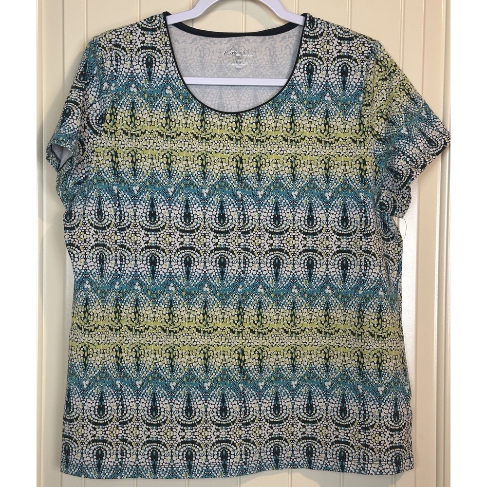 KIM ROGERS short sleeve Top shirt blouse Sz XL classic everyday stretch casual